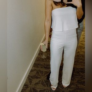 Lulu’s white strapless jumpsuit. Size S. Very stretchy.. Crepe material